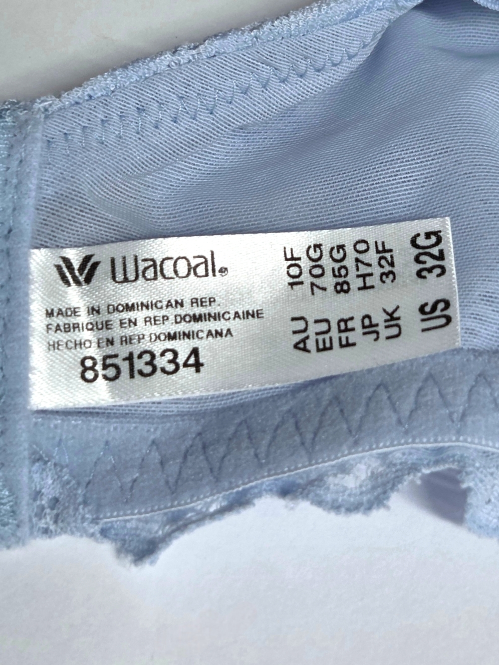 Wacoal 32G Soft Sense Lace Underwire Convertible Bra Light Blue 851334 NWT - Picture 9 of 12